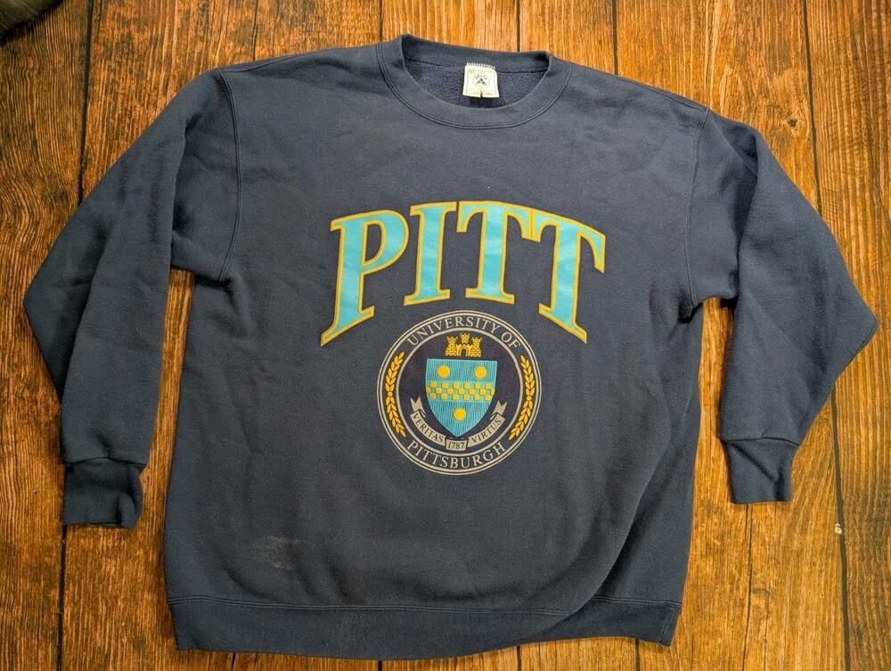 Vintage NCAA Pittsburgh Panthers Pitt University Crewneck Sweatshirt Blue XL USA